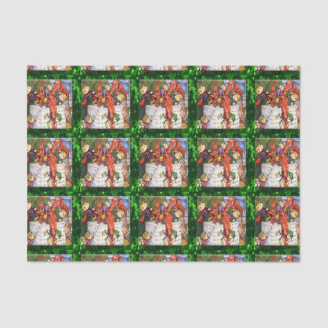 Merry Elves Wrapping Present 10lb Tissue Paper (Front)