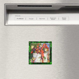 Merry Elves Wrapping Present Button Magnet