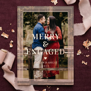 Merry & Engaged Personalised Photo Engagement Foil Holiday Card