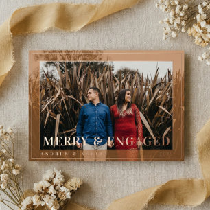Merry & Engaged Personalised Photo Engagement Foil Holiday Card