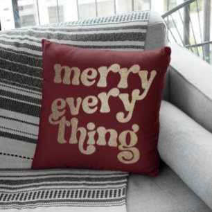 Merry Every Thing Gold Texture Holiday Cushion