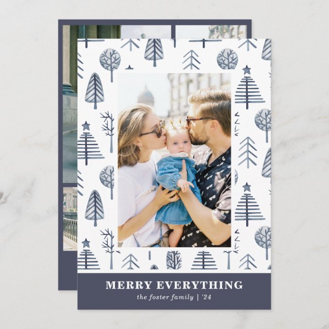 Merry Everything 5 Photo (1+4) Holiday Photo Card (Front/Back)