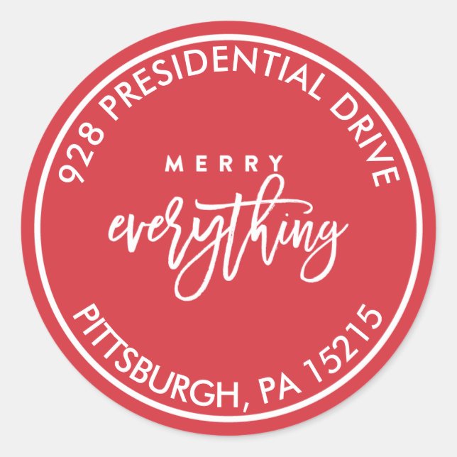 Merry Everything Address Label Sticker (Front)