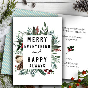 Merry Everything and Happy Always   Floral Foliage Holiday Card