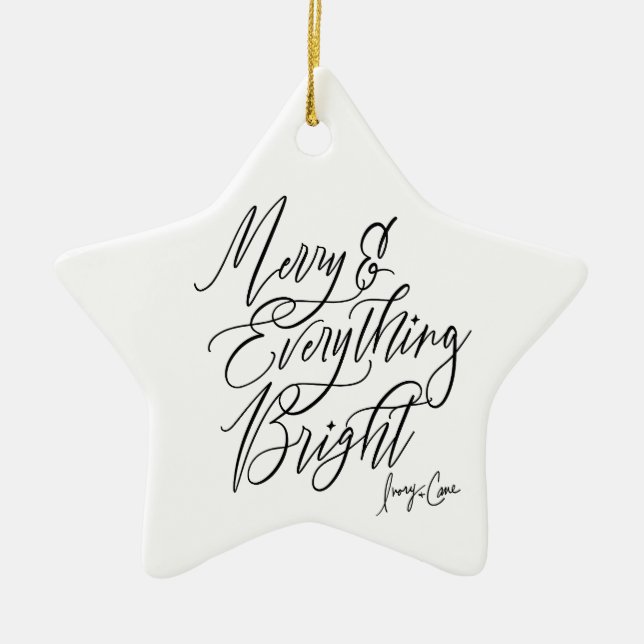 Merry & Everything Bright Round Christmas Ornament (Front)