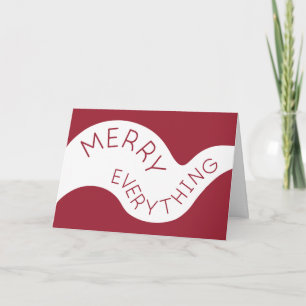 Merry Everything Burgundy Curved Typography Photo Holiday Card