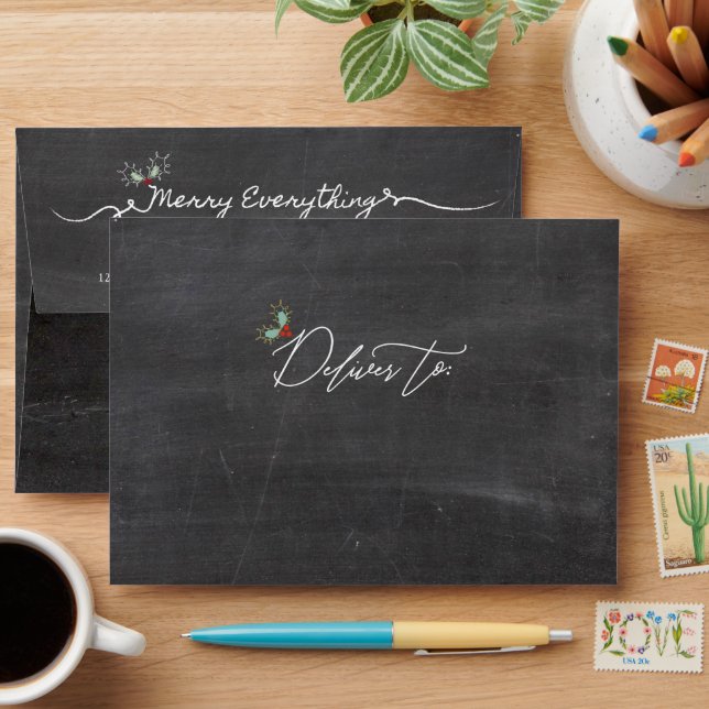 Merry Everything Chalkboard Mistletoes Christmas Envelope (Desk)