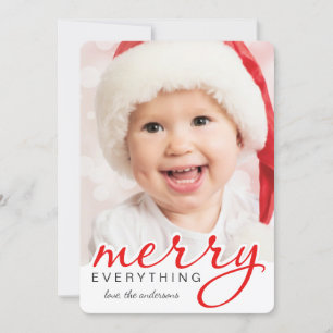 Merry Everything Christmas Bold Hand Script Photo Holiday Card