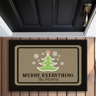 Merry Everything Christmas Tree Personalised Doormat