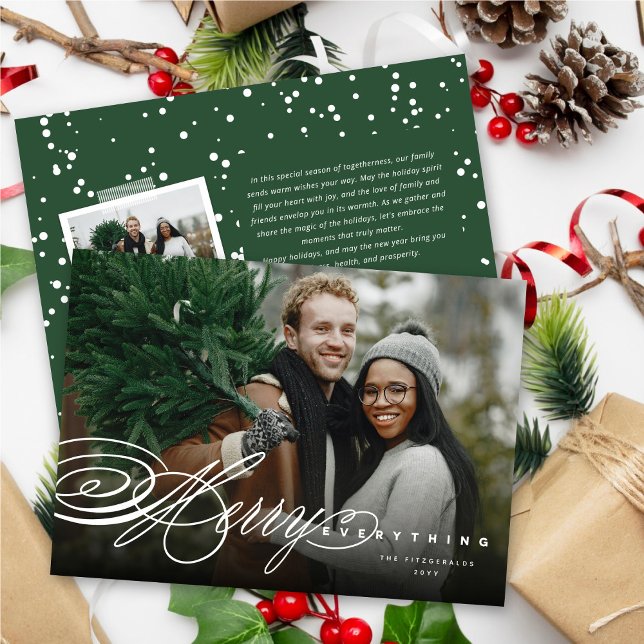 Merry Everything Classic Script Modern Photo Holiday Card (Creator Uploaded)