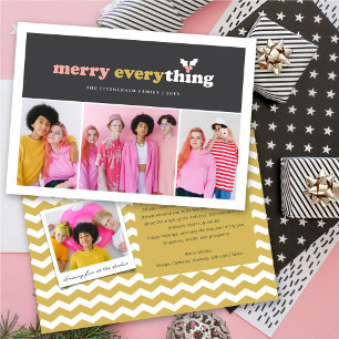 Merry Everything Colour Blocks Mistletoes 3 Photo Holiday Card