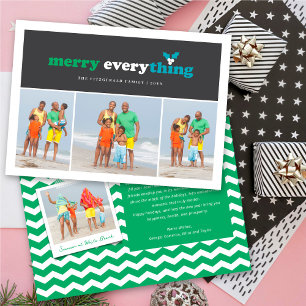 Merry Everything Colour Blocks Mistletoes 3 Photo Holiday Card