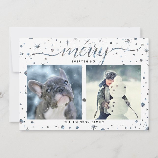 MERRY Everything Colour Matching 2-Photo Holiday Card (Front)
