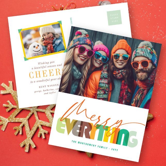 Merry Everything Colourful Holiday Photo Postcard (Creator Uploaded)
