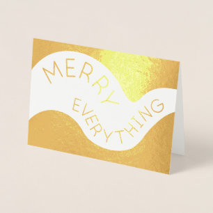 Merry Everything Curved Typography Holiday Gold Foil Card