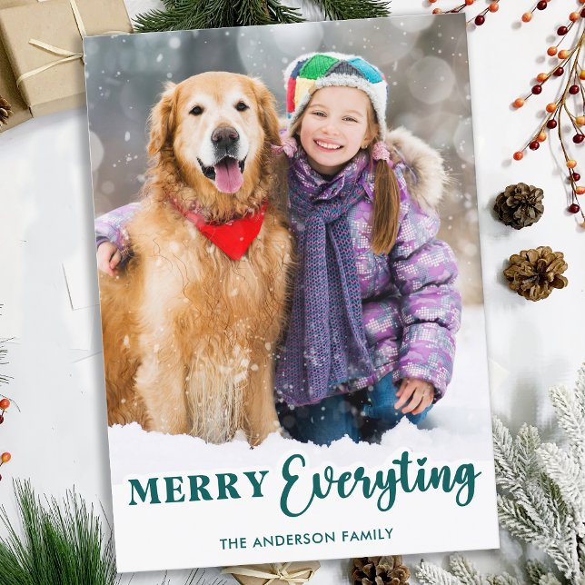 Merry Everything Customised Modern Christmas Photo Holiday Card (Creator Uploaded)