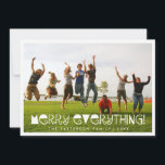 Merry Everything Fun Holiday Greeting Photo Card<br><div class="desc">Fun and playful greeting of "Merry Everything!" is written across the front of this full-size photo card.  A whimsical and modern holiday greeting that's sure to make them smile! Trendy holiday green chevron pattern on the back.</div>