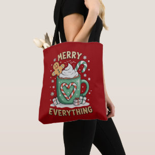 Merry Everything Gingerbread Christmas Xmas Tote Bag