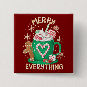 Merry Everything Gingerbread Coffee Latte Xmas 15 Cm Square Badge