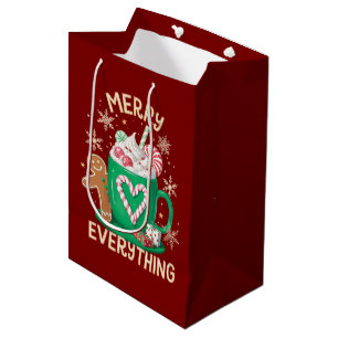Merry Everything Gingerbread Coffee Latte Xmas Medium Gift Bag