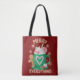 Merry Everything Gingerbread Coffee Latte Xmas Tote Bag