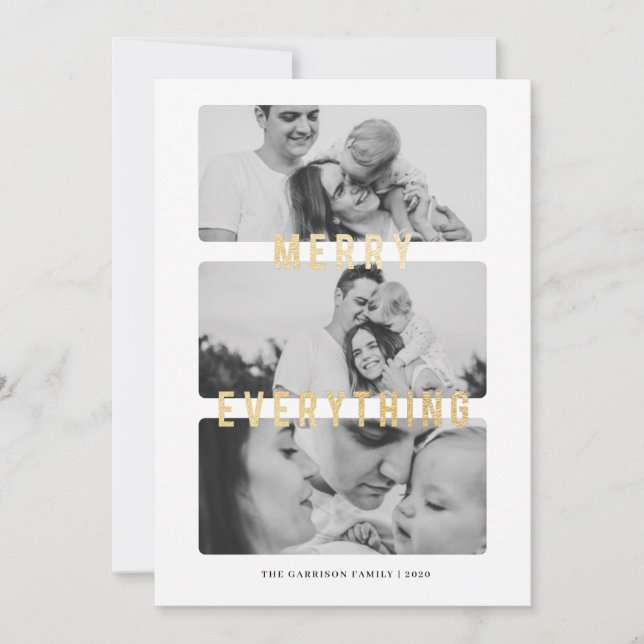 Merry Everything Gold Foil Holiday Card (Front)