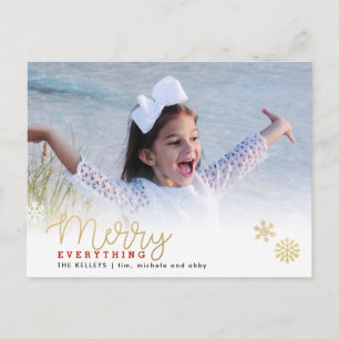 Merry Everything Gold Photo Holiday Postcard