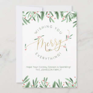 Merry Everything Gold Typography Christmas Holiday Card
