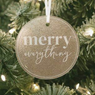 Merry Everything Golden Texture  Glass Tree Decoration