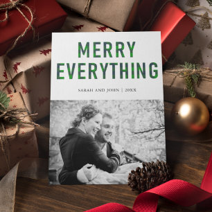 Merry Everything Green Buffalo Plaid Photo Holiday Card