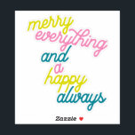 Merry Everything Happy Always Mint Pink Holiday St<br><div class="desc">Merry Everything Happy Always Mint Pink Holiday Sticker</div>