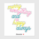 Merry Everything Happy Always Mint Pink Holiday St<br><div class="desc">Merry Everything Happy Always Mint Pink Holiday Sticker</div>