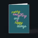 Merry Everything Happy Always Mint Teal Holiday Card<br><div class="desc">Merry Everything and a Happy Always! Cover all the winter holidays with this simple and fun card in teal green,  chartreuse,  pink,  and mint.</div>
