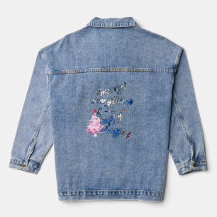 Merry Everything & Happy Always - Pink Tree Denim Jacket