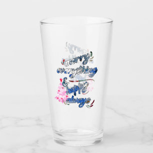 Merry Everything & Happy Always - Pink Tree Glass