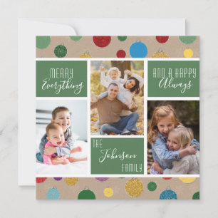 Merry Everything Happy Always Red Photo Collage Holiday Card