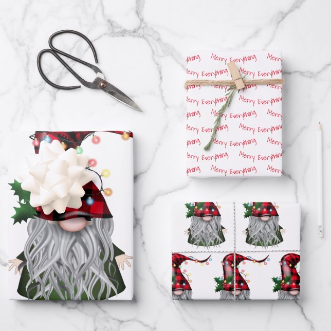 Merry Everything Holiday Gnome  Wrapping Paper Sheet (Front)