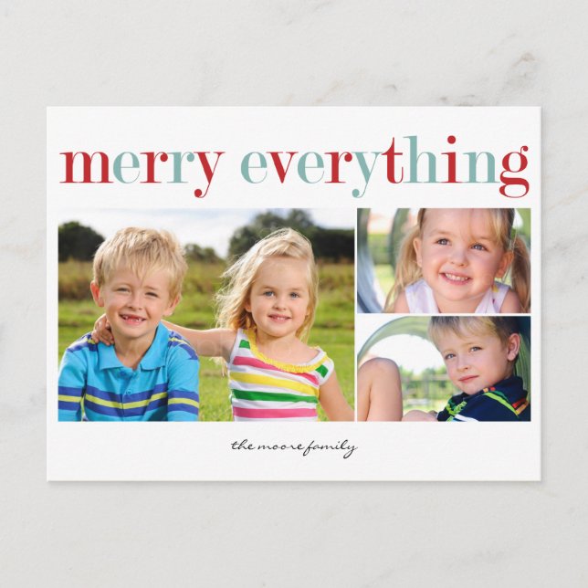 Merry Everything Holiday Photo Card Postcard (Front)