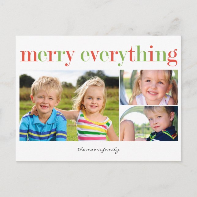 Merry Everything Holiday Photo Card Postcard (Front)