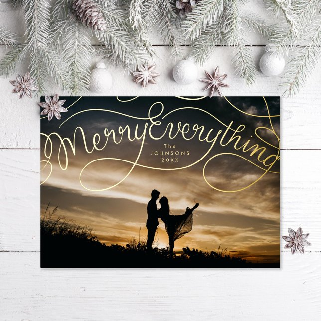 Merry Everything Lettering Foil Holiday Card (Creator Uploaded)