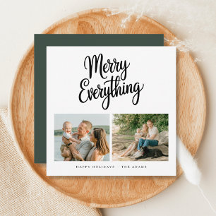 Merry Everything Modern Family 2 Photo Christmas  Holiday Card