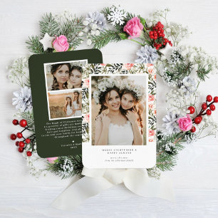 Merry Everything Modern Floral Holiday Photo Card