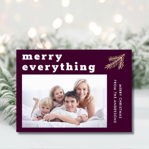 Merry Everything Modern Rich Plum Photo Holiday Card