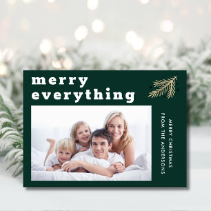 Merry Everything Modern Spruce Green Photo Holiday Card