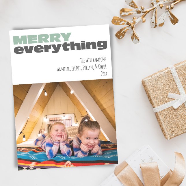 Merry Everything Modern Typography Christmas Photo Holiday Card (Creator Uploaded)
