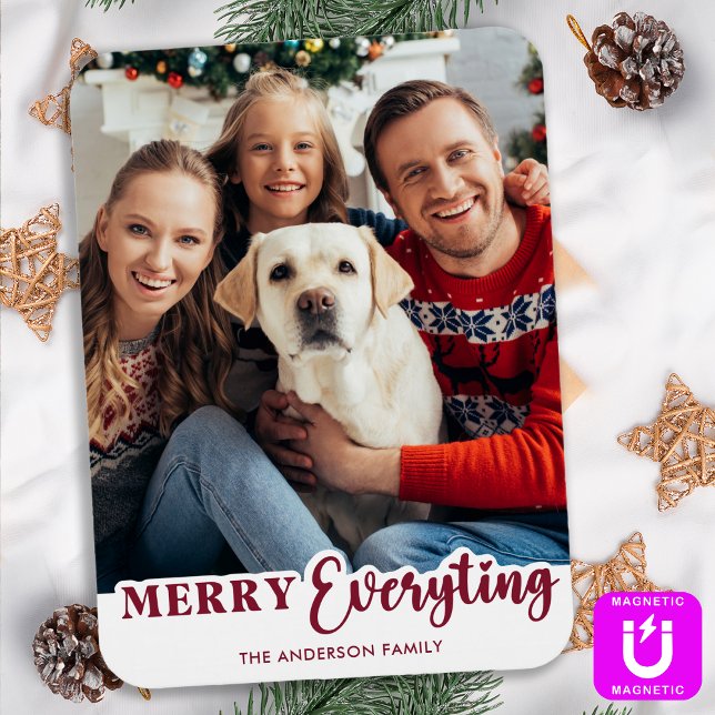 Merry Everything Personalised Modern Family Photo Magnet (Creator Uploaded)