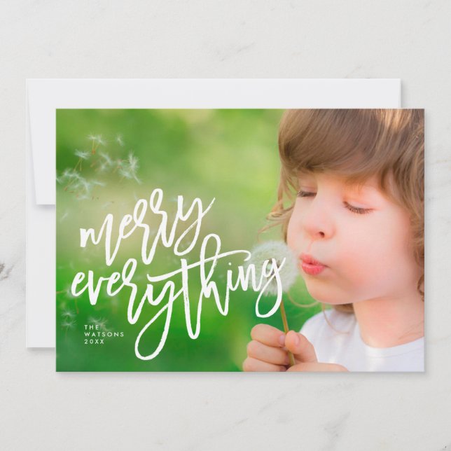Merry Everything Photo Card Awesome White Script (Front)