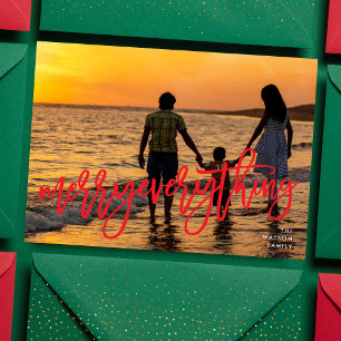 Merry Everything Photo Red Text Holiday Card