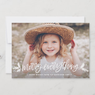 Merry Everything Pine Branches Christmas Photo Holiday Card