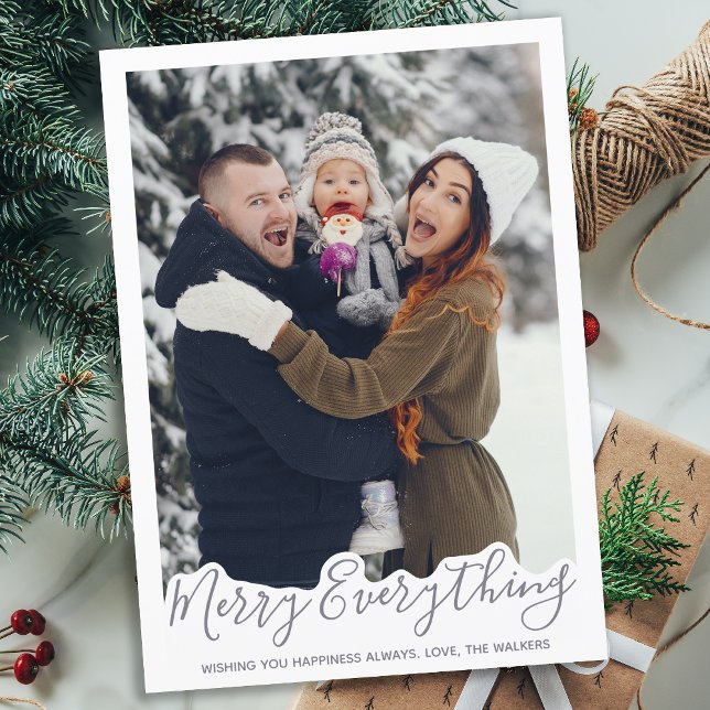 Merry Everything Simple Custom Family Photo  Holiday Card (Creator Uploaded)